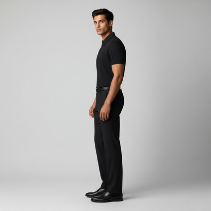 Blaqck Polo Neck T-shirt with side buttons