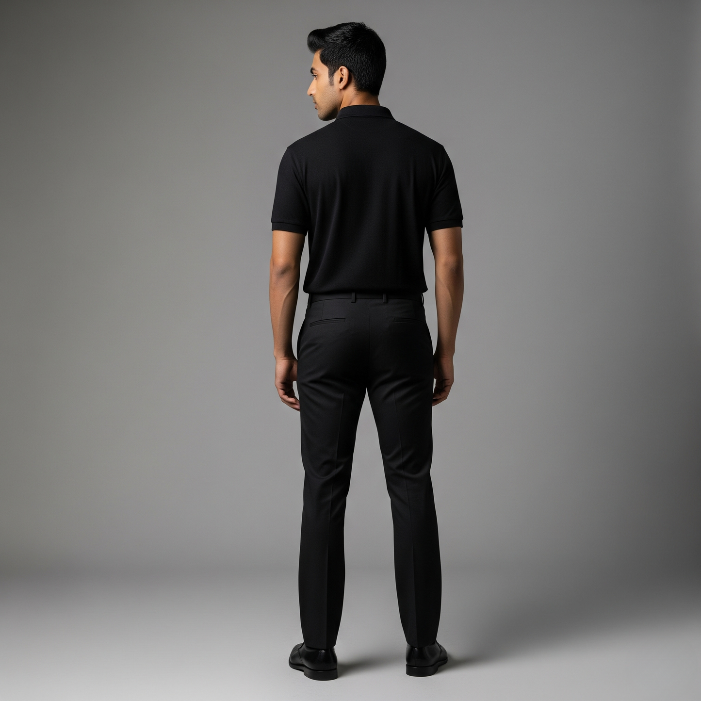 Blaqck Polo Neck T-shirt with side buttons