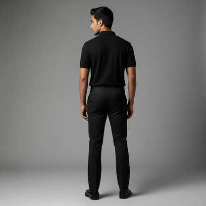 Blaqck Polo Neck T-shirt with side buttons
