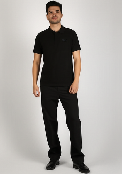 Blaqck Polo Neck T-shirt with side buttons