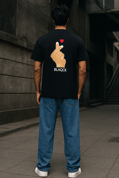 Blaqck Relaxed fit Saranghae T-Shirt