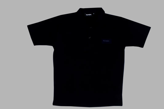 Blaqck Polo Neck T-shirt with side buttons